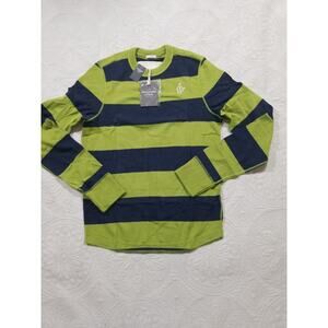 Abercrombie & Fitch Men’s Classic Crew Striped Shirt Green Navy Size L NWT
